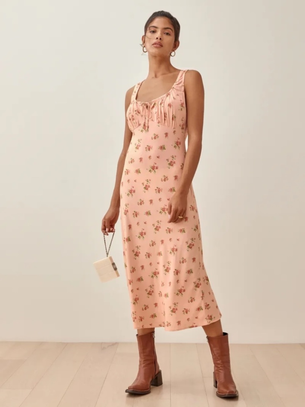 Reformation Lauryl Floral Dress in Moira Pink